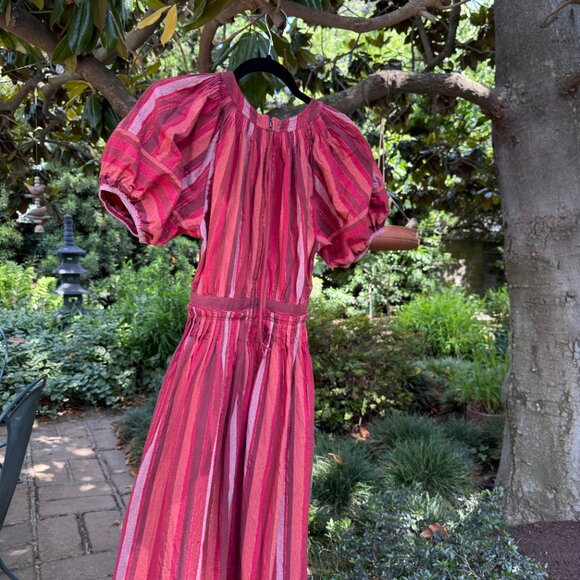 Ulla Johnson red Abigail Puff-Sleeve Midi Dress 0 - Picture 5 of 11